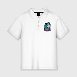 Женское поло хлопок Подводный мир лес с акулами