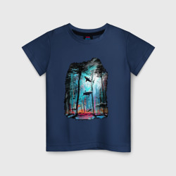 Детская футболка хлопок Подводный мир лес с акулами