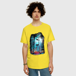 Мужская футболка хлопок Oversize Подводный мир лес с акулами - фото 2