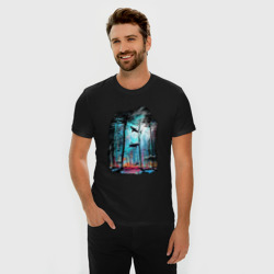 Мужская футболка хлопок Slim Подводный мир лес с акулами - фото 2