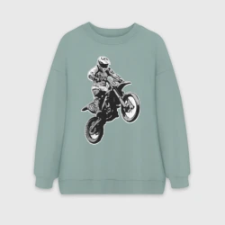 Женский свитшот oversize без начеса хлопок Мотокросс
