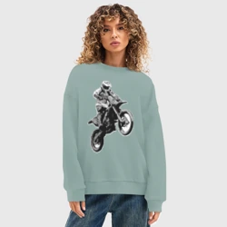 Женский свитшот oversize без начеса хлопок Мотокросс - фото 2