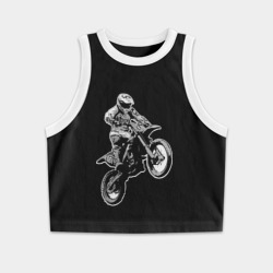 Женская укороченная майка-топ хлопок Мотокросс