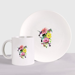 Набор: тарелка + кружка Калибри и цветы