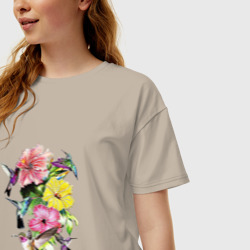Женская футболка хлопок Oversize Калибри и цветы - фото 2