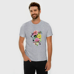 Мужская футболка хлопок Slim Калибри и цветы - фото 2