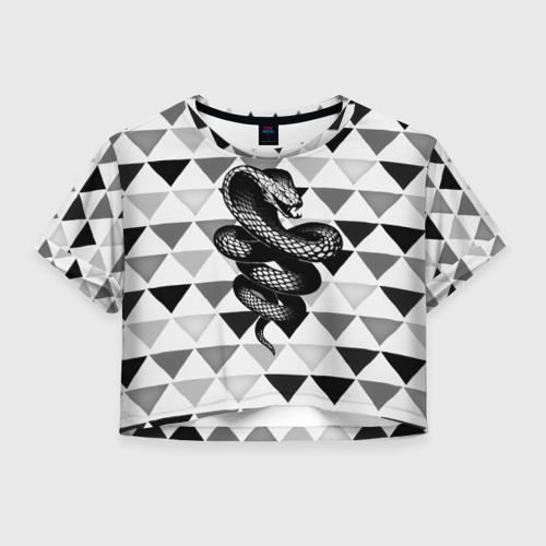 Женская футболка Crop-top 3D Snake, цвет 3D печать