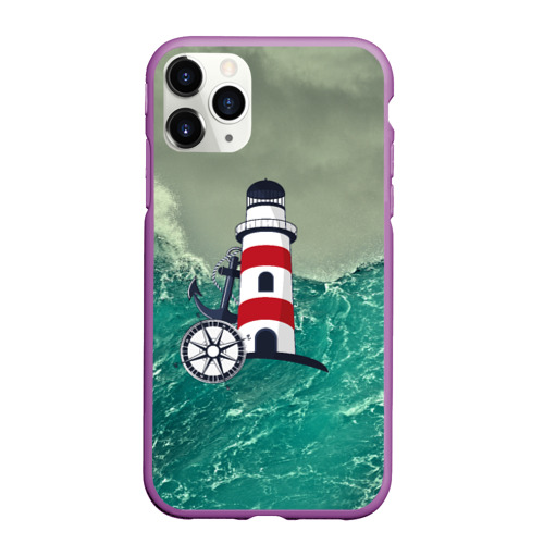Чехол для iPhone 11 Pro матовый Морской, цвет фиолетовый