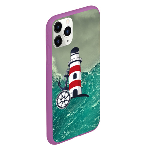 Чехол для iPhone 11 Pro матовый Морской, цвет фиолетовый - фото 3