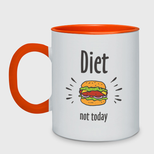 Кружка двухцветная Diet. Not Today, цвет белый + оранжевый