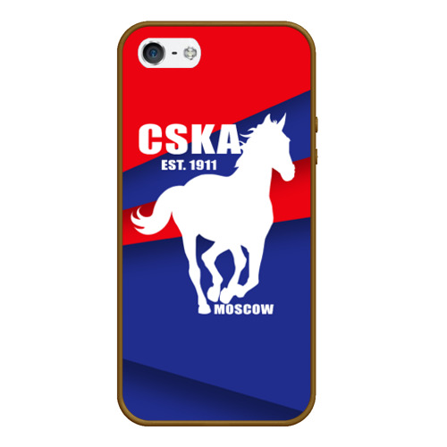 Чехол для iPhone 5/5S матовый CSKA est. 1911, цвет коричневый