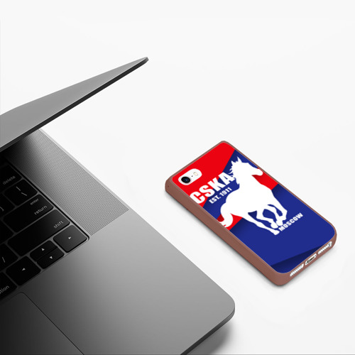 Чехол для iPhone 5/5S матовый CSKA est. 1911, цвет коричневый - фото 5