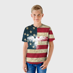 Детская футболка 3D Флаг США с белым орлом - фото 2