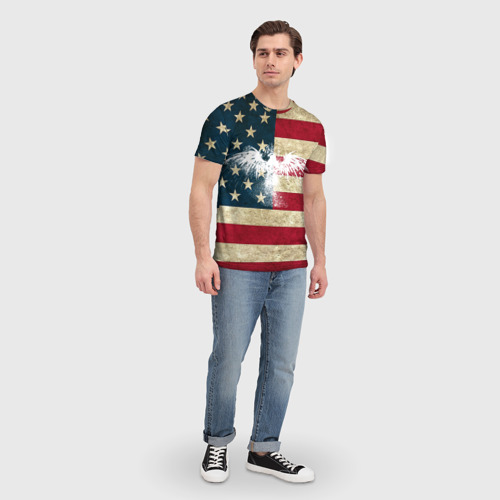 Мужская футболка 3D Флаг США с белым орлом, цвет 3D печать - фото 5