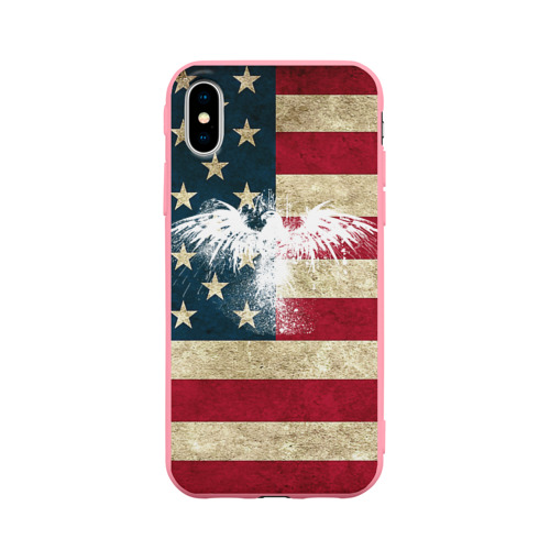 Чехол для iPhone X матовый Флаг США с белым орлом