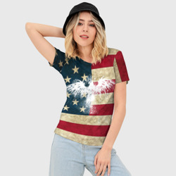Женская футболка 3D Slim Флаг США с белым орлом - фото 2