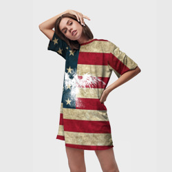 Платье-футболка 3D Флаг США с белым орлом - фото 2