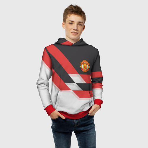 Детская толстовка 3D Manchester United - Stripe, цвет красный - фото 6