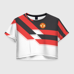 Женская футболка Crop-top 3D Manchester United - Stripe