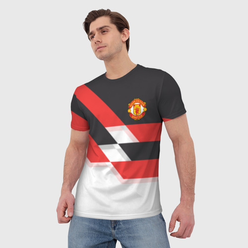 Мужская футболка 3D Manchester United - Stripe, цвет 3D печать - фото 3