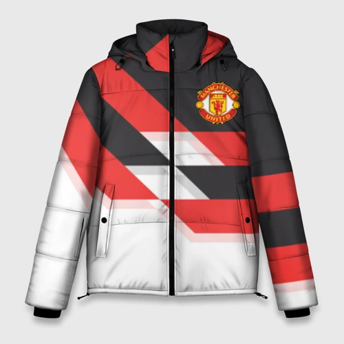 Мужская зимняя куртка 3D Manchester United - Stripe
