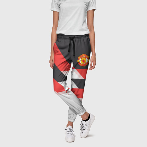 Женские брюки 3D Manchester United - Stripe, цвет 3D печать - фото 3