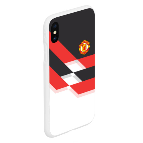 Чехол для iPhone XS Max матовый Manchester United - Stripe, цвет белый - фото 3