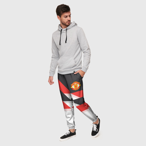 Мужские брюки 3D Manchester United - Stripe, цвет 3D печать - фото 3