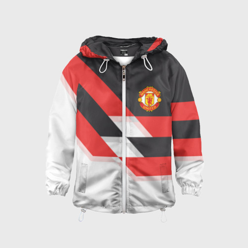 Детская ветровка 3D Manchester United - Stripe, цвет белый