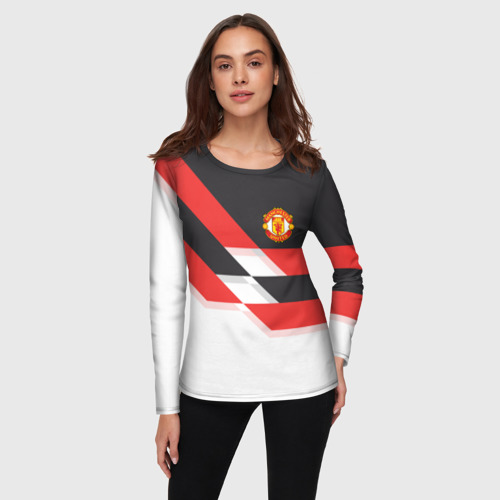 Женский лонгслив 3D Manchester United - Stripe, цвет 3D печать - фото 3