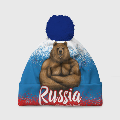 Шапка 3D c помпоном Russian Bear, цвет 3D печать