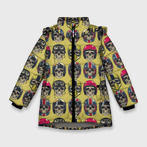 Зимняя куртка для девочек 3D Байкер, цвет светло-серый