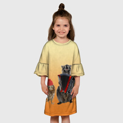 Детское платье 3D Енот, сова и аккордион - фото 2