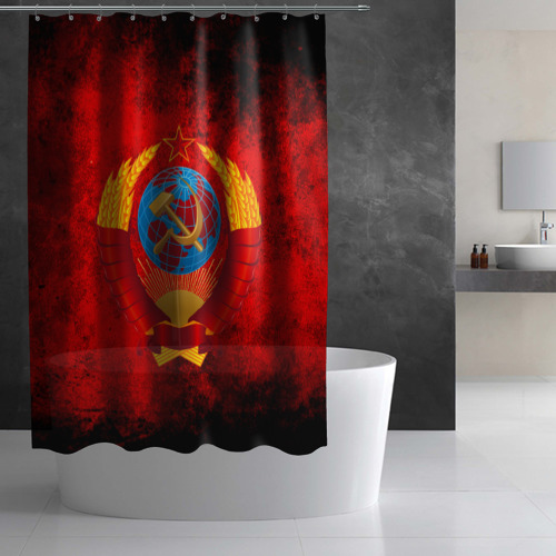 Штора 3D для ванной СССР герб - фото 3