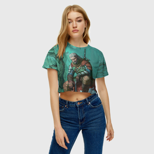 Женская футболка Crop-top 3D Forest, цвет 3D печать - фото 4