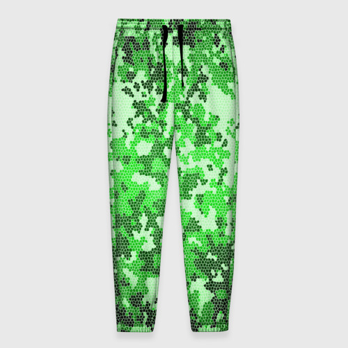 Мужские брюки 3D Камуфляж зеленые соты, цвет 3D печать