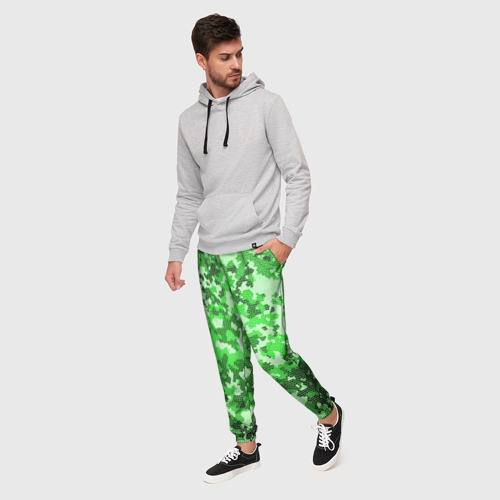 Мужские брюки 3D Камуфляж зеленые соты - фото 3