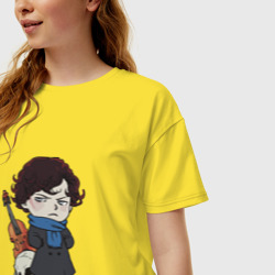 Женская футболка хлопок Oversize Sherlock - фото 2