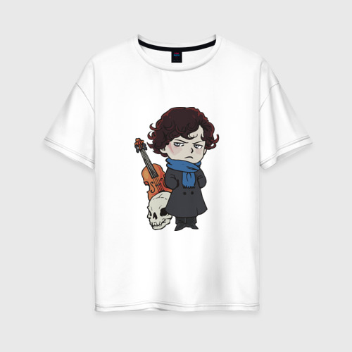 Женская футболка оверсайз из хлопка с принтом Sherlock, вид спереди №1