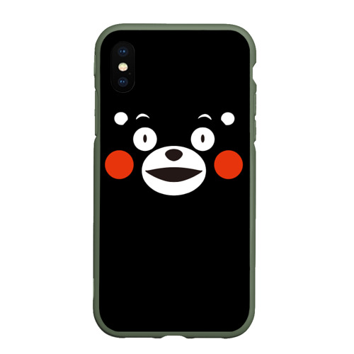 Чехол для iPhone XS Max матовый Kumamon краснощекий, цвет темно-зеленый