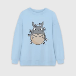 Женский свитшот oversize без начеса хлопок Удивленный Тоторо