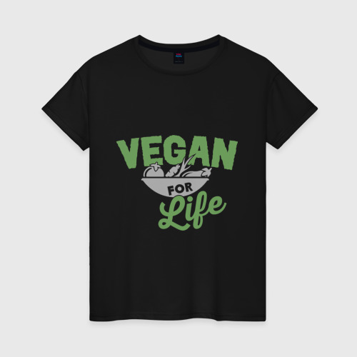 Женская футболка хлопок Vegan for Life, цвет черный