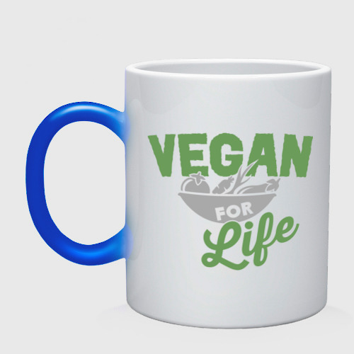 Кружка хамелеон Vegan for Life, цвет белый + синий