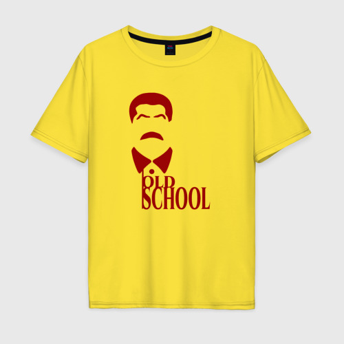 Мужская футболка хлопок Oversize Сталин старая школа, цвет желтый