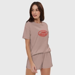 Женская пижама с шортиками хлопок Мотоцикл Jawa логотип - фото 2