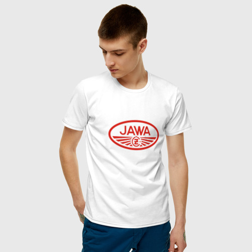 Мужская футболка хлопок Мотоцикл Jawa логотип Фото 01