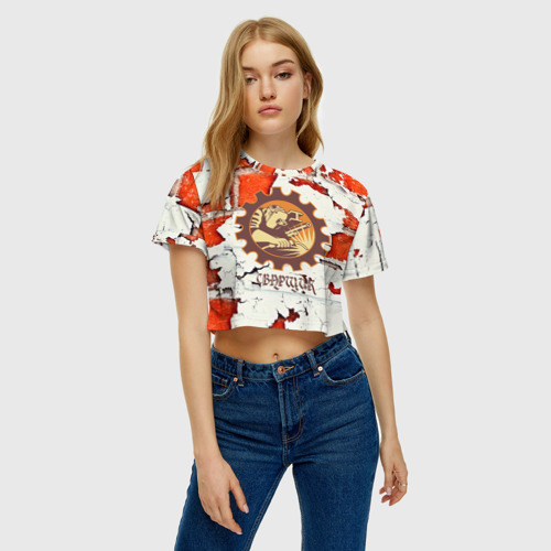 Женская футболка Crop-top 3D Сварщик, цвет 3D печать - фото 3