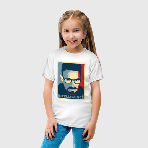 Детская футболка хлопок Интеллегентность, цвет белый - фото 5