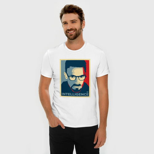 Мужская футболка хлопок Slim Интеллегентность, цвет белый - фото 3