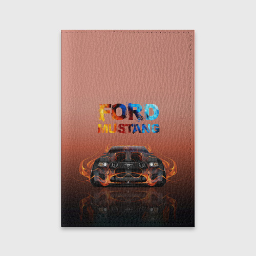 Обложка для паспорта матовая кожа Ford Mustang, цвет бирюзовый